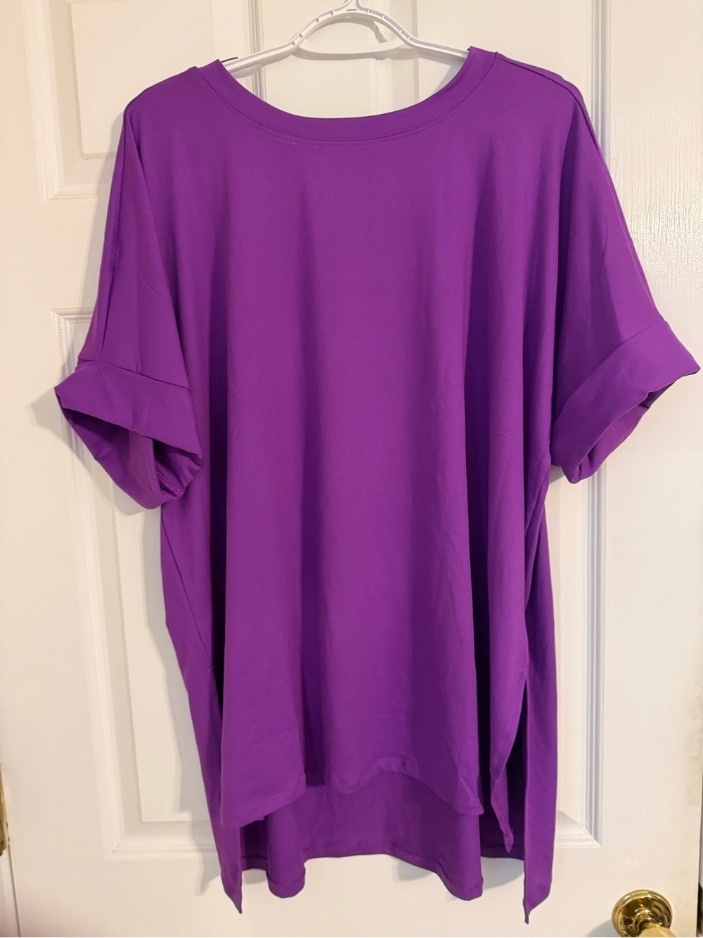 Purple Oversized Women's Biker Set-Casual Short Sleeve Tunic Style